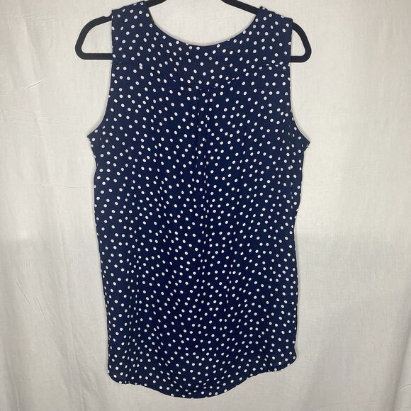 Tacera Sleeveless Blouse Womens Size M Blue White Polka Dot V Neck Zipper Accent - Picture 3 of 11